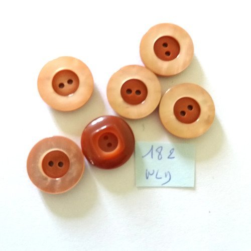 5 boutons en résine marron -18 mm - 182nld