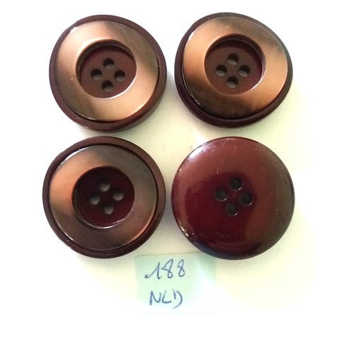 4 boutons en résine marron -30mm - 188nld