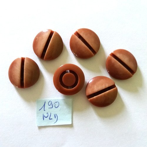 6 boutons en résine marron - 18mm - 190nld