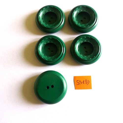 5 boutons en résine vert - vintage - 30mm - 5318d