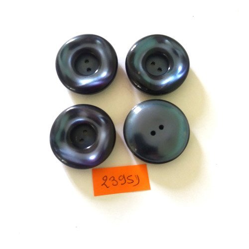 4 boutons en résine gris bleu - vintage - 31mm - 2395d