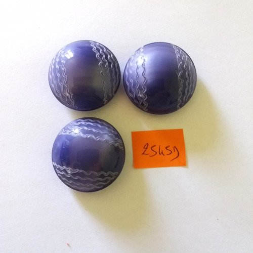 3 boutons en résine violet - vintage - 31mm - 2545d