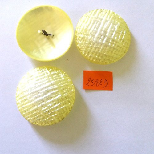 3 bouton en résine jaune - vintage - 45mm - 2582d