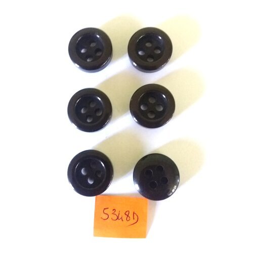 6 boutons en résine marron foncé - vintage - 18mm - 5348d