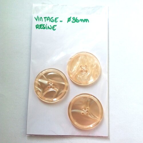 4 boutons résine orange vintage - 36mm 