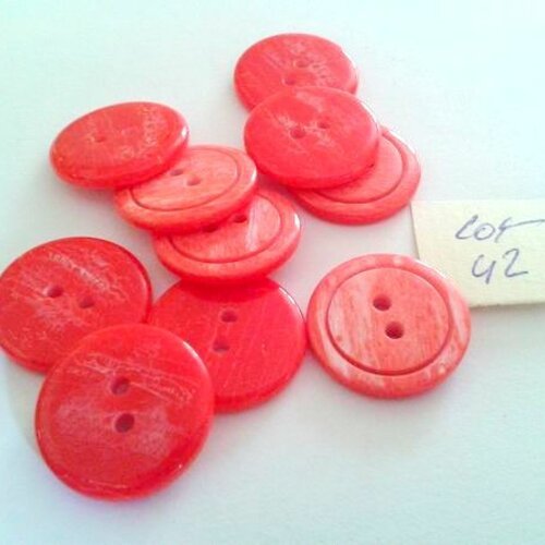 15 boutons en résine rouge - 18mm - lot 42