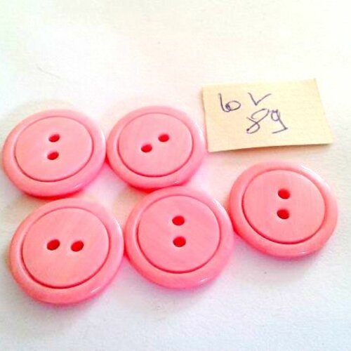9 boutons en résine rose - 18mm - lot 89