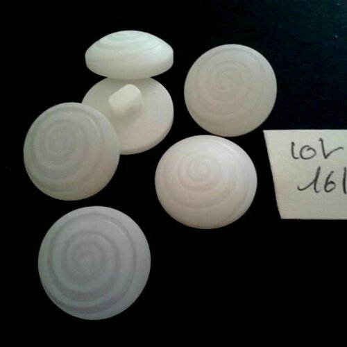 6 boutons en résine blanc - 18mm - lot 161