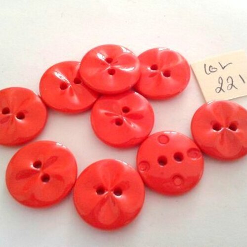 6 boutons en résine rouge - 18mm - lot 221