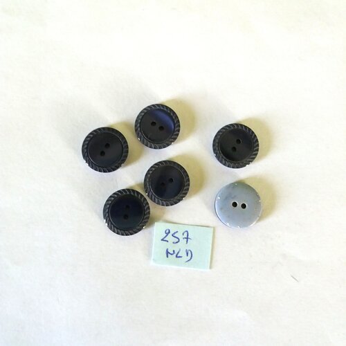 6 boutons en résine bleu foncé et clair - 14mm - 257nld