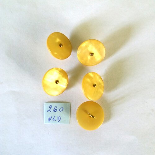 5 boutons en résine jaune - 18mm - 260nld