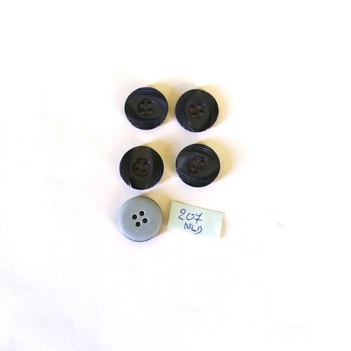 5 boutons en résine bleu foncé et clair - 18mm - 207nld