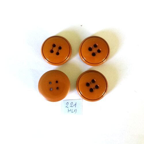 4 boutons en résine marron - 28mm - 221nld