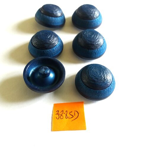 6 boutons en résine bleu vintage - 23mm - 3885d