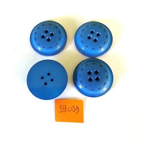 4 boutons en résine bleu - vintage - 30mm - 3905d