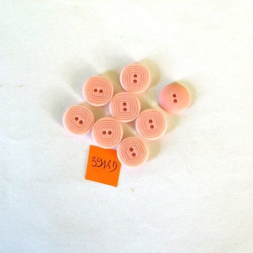 8 boutons en résine rose - vintage - 15mm - 3912d