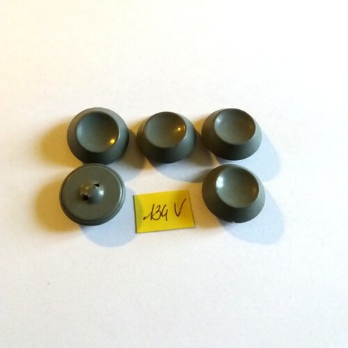 5 boutons en métal gris - 21mm - 134v
