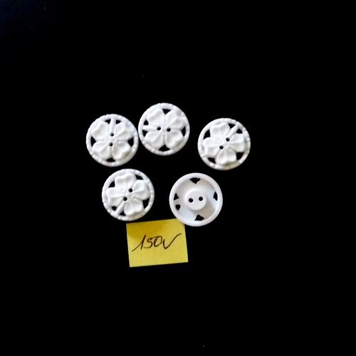 5 boutons en résine blanc - 18mm - 150v