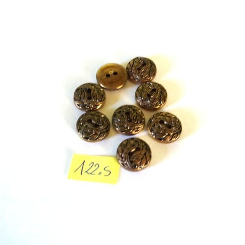 8 boutons en résine doré vieillis - 15mm - 122s