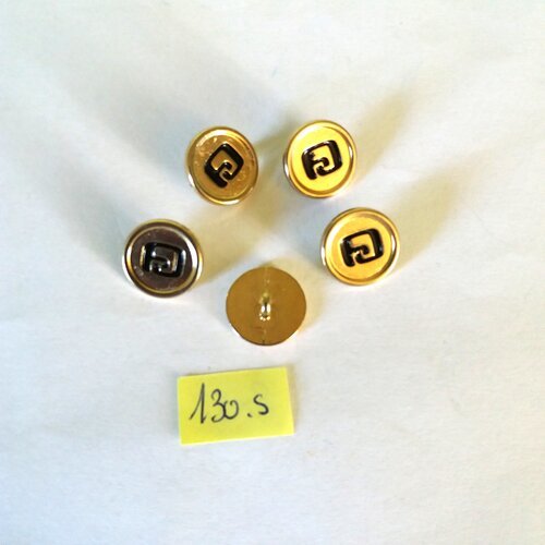 5 boutons en résine doré - 15mm - 130s