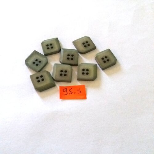 8 boutons en résine vert - 15x15mm - 95s