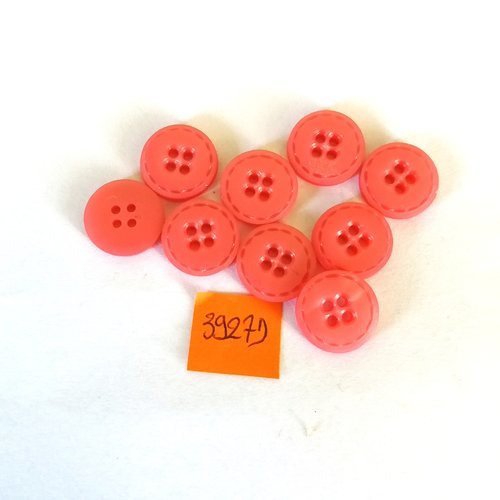 9 boutons en résine rose - vintage - 15mm - 3927d