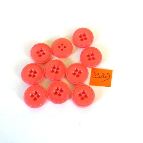 10 boutons en résine rose - vintage - 18mm - 3926d