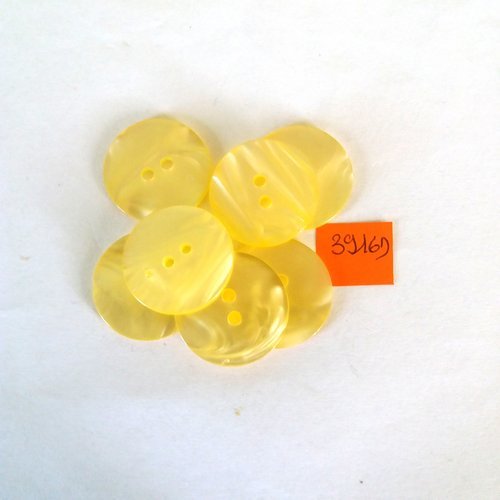 8 boutons en résine jaune - vintage - 27mm - 3916d