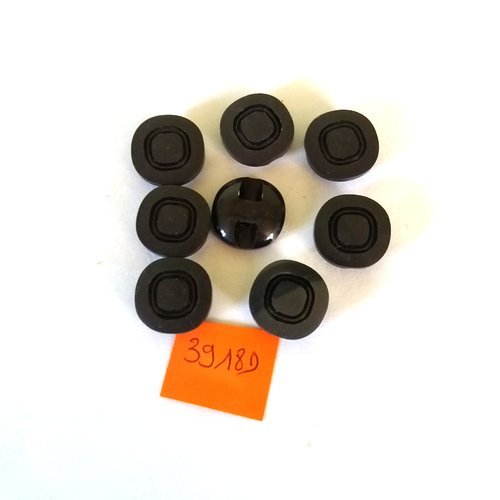 8 boutons en résine gris foncé - vintage - 17mm - 3918d