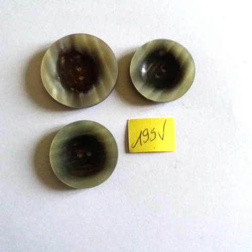 3 boutons en résine gris/marron - 1 bt de 35mm - 2 bt de 29mm - 195v