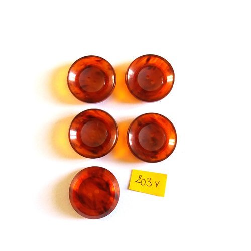 5 boutons en résine marron transparent - 27mm - 203v