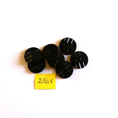 7 boutons en résine noir - 18mm - 214v