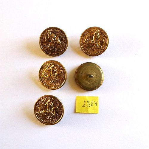 5 boutons en métal doré - 27mm - 232v