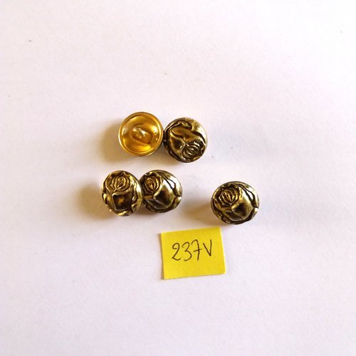 5 boutons en métal doré - 15mm - 237v