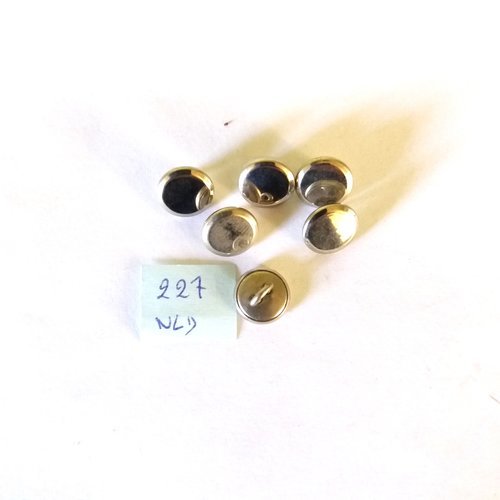 6 boutons en métal argenté - 11mm - 227nld