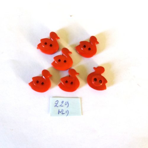 6 boutons en résine rouge ( canard ) - 17mm - 229nld