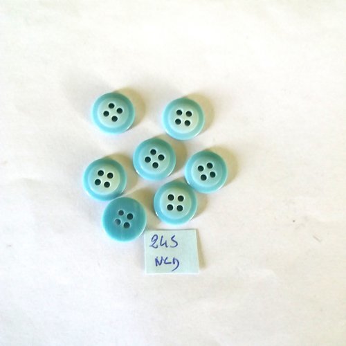 7 boutons en résine bleu ciel - 14mm - 245nld