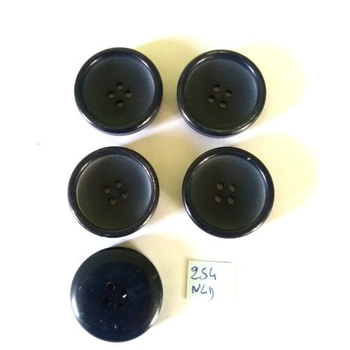 5 boutons en résine bleu foncé - 30mm - 254nld