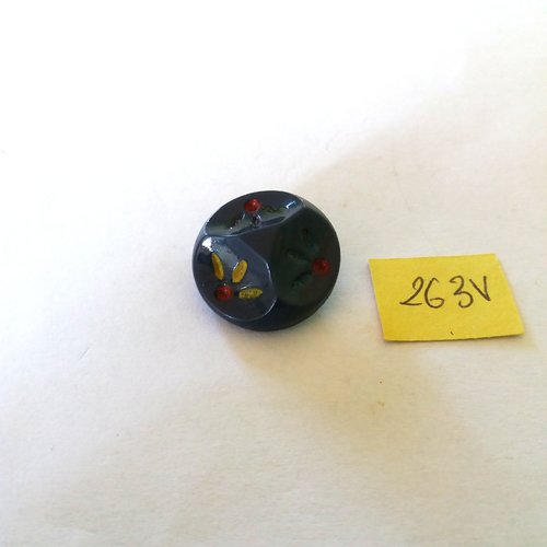 1 bouton en verre bleu jaune vert rouge - 25mm - 263v