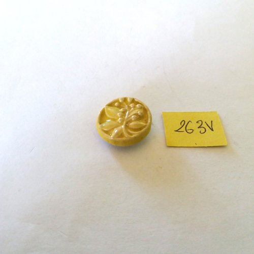 1 bouton en terre cuite jaune - 19mm - 263v