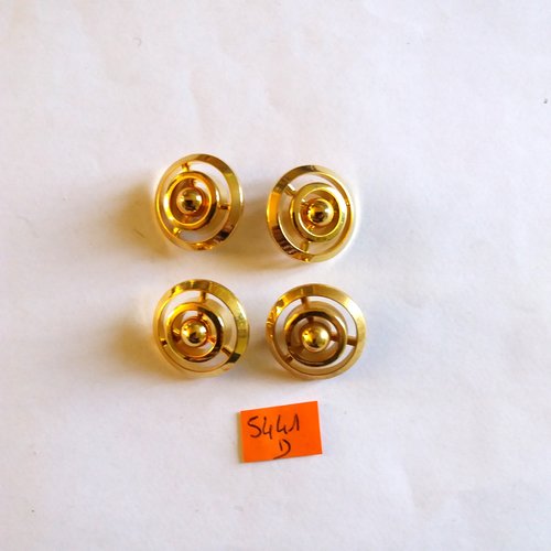 4 boutons en résine doré - vintage - 23mm - 5441d
