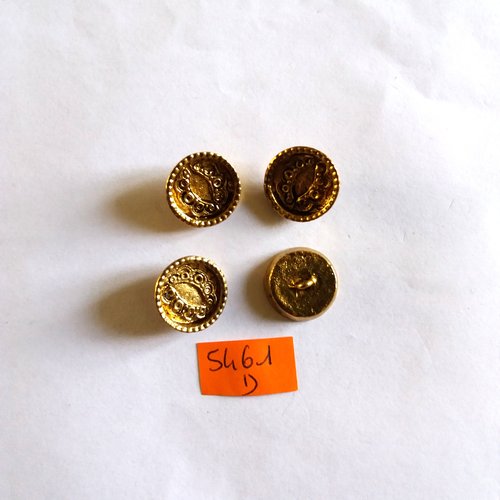 4 boutons en métal doré - vintage - 17mm - 5461d
