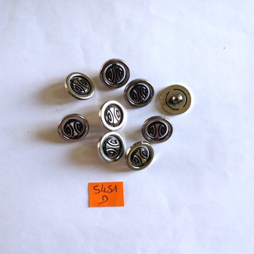 9 boutons en résine argenté - vintage - 18mm - 5451d