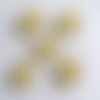 5 boutons poisson en bois - jaune et blanc- 28x29mm - f3