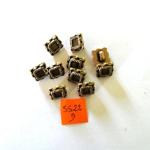 10 boutons en résine doré - vintage - 12x12mm - 5522d