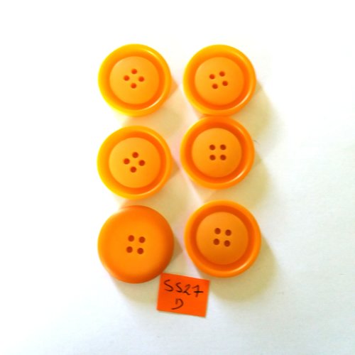 6 boutons en résine orange - vintage - 30mm - 5527d