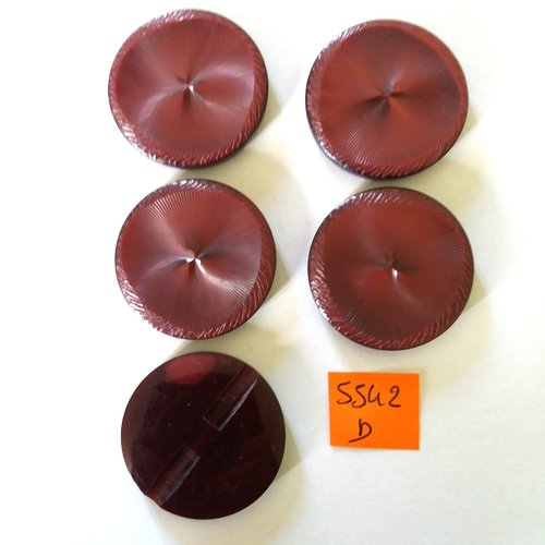 5 boutons en résine violet - vintage - 34mm - 5542d