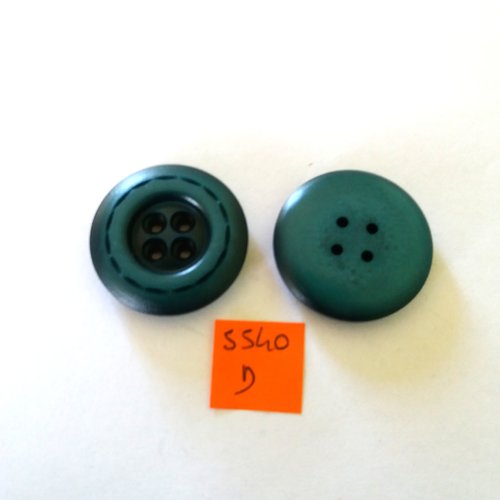 3 boutons en résine bleu canard - vintage - 34mm - 5540d