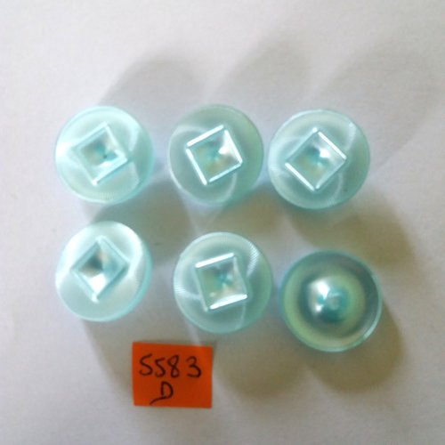 6 boutons en résine bleu clair - vintage - 22mm - 5583d