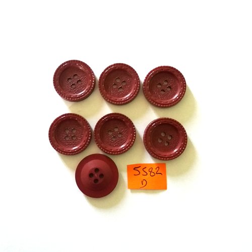 7 boutons en résine violet - vintage - 22mm - 5582d